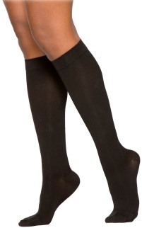 Cotton 233CMLW99-S 30-40 mmHg Womens With Grip Top Socks- Black - Medium- Long