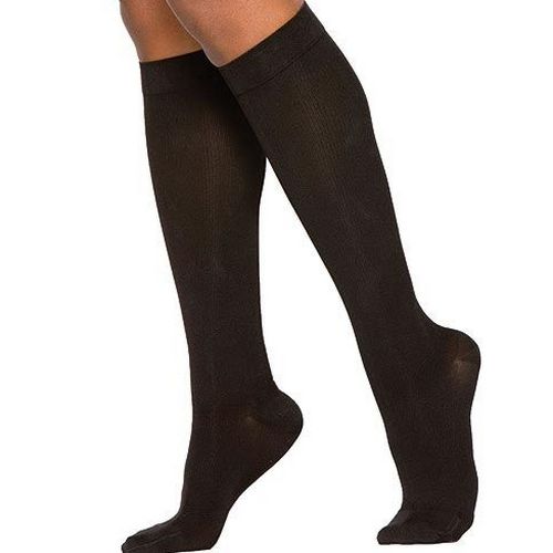 Picture of Sigvaris Cotton 233CSSW99 30-40 mmHg Womens Closed Toe Socks- Black - Small- Short