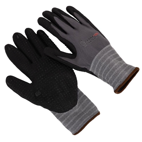 Nitrile Foam Palm and Fingertips Glove- Nylon Shell- Large - Pack of 12