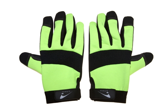 9 in. High Visibility Green Synthetic Mechanics Glove, Large - Pair
