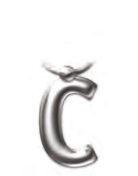 2203 Solid Metal Initial Keyring - C