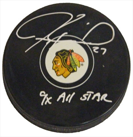 Jeremy Roenick Signed Blackhawks Logo Hockey Puck
