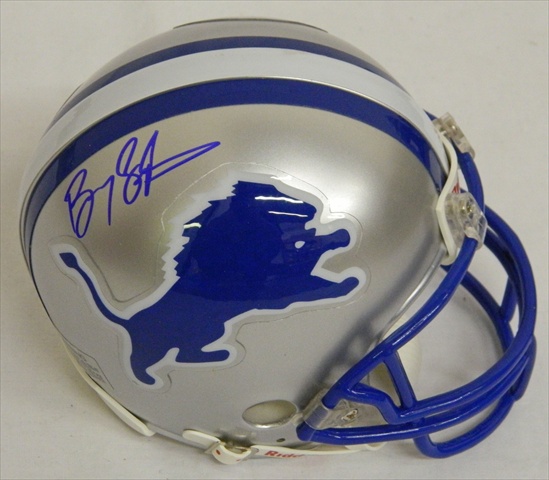Picture of Barry Sanders Signed Lions Riddell Throwback Mini Helmet