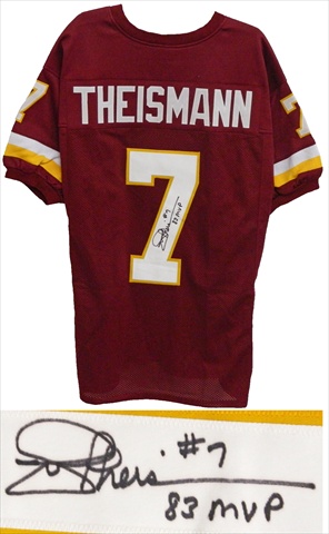 Joe Theismann Signed Red Throwback Custom Jersey With 83 MVP
