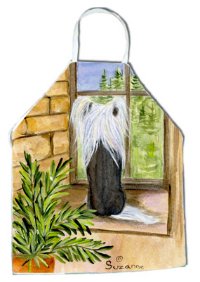 Picture of Carolines Treasures SS8121APRON Chinese Crested Apron - 27 H x 31 W in.