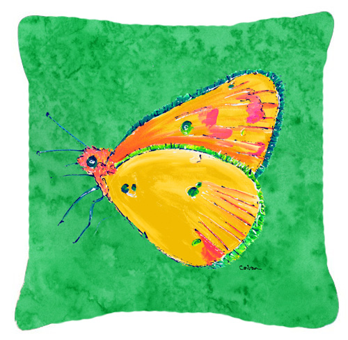 Butterfly Orange On Green Indoor & Outdoor Fabric Decorative Pillow