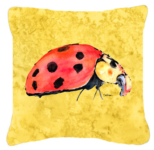 18 x 18 in. Lady Bug On Yellow Indoor & Outdoor Fabric Decorative Pillow