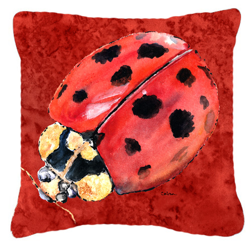 Lady Bug On Deep Red Indoor & Outdoor Fabric Decorative Pillow