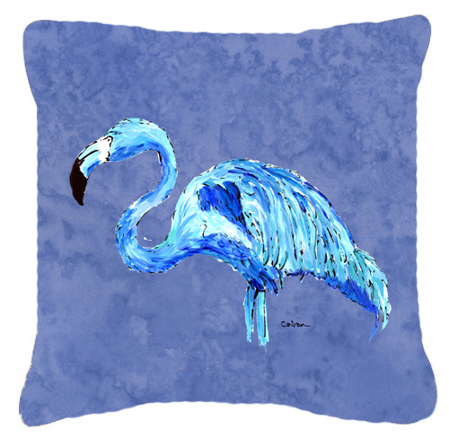 Flamingo On Slate Blue Indoor & Outdoor Fabric Decorative Pillow