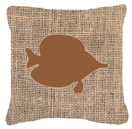 Fish-Tang Fish Burlap And Brown Decorative Pillow