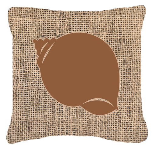 Shell Burlap and Brown Indoor & Outdoor Decorative Fabric Pillow - 18 x 18 in.