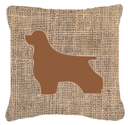 BB1075-BL-BN-PW1818 Cocker Spaniel Burlap and Brown Indoor & Outdoor Decorative Fabric Pillow - 18 x 18 in.