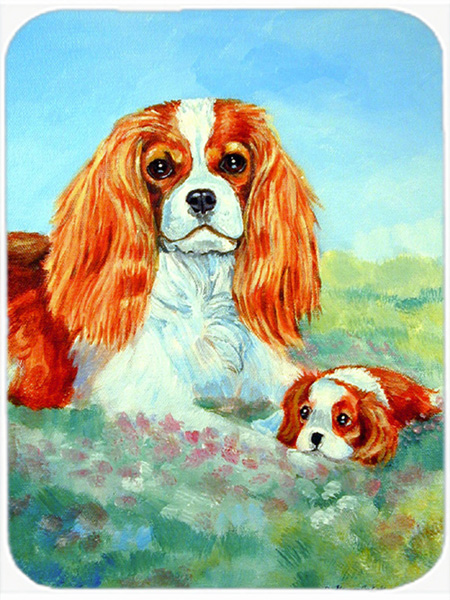 Picture of Carolines Treasures 7019LCB Cavalier Spaniel Mommas Love Glass Cutting Board - Large- 15 x 12 in.