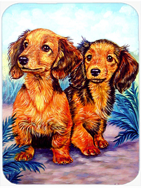 Picture of Carolines Treasures 7022LCB Long Hair Red Dachshund Glass Cutting Board - Large- 15 x 12 in.