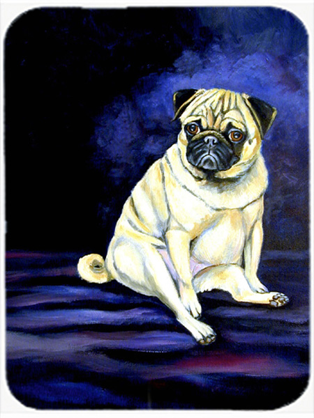 Picture of Carolines Treasures 7026LCB Pug Penny for your thoughts Glass Cutting Board - Large- 15 x 12 in.