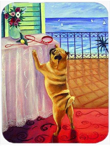 Picture of Carolines Treasures 7027LCB Helping Himself Pug Glass Cutting Board - Large- 15 x 12 in.