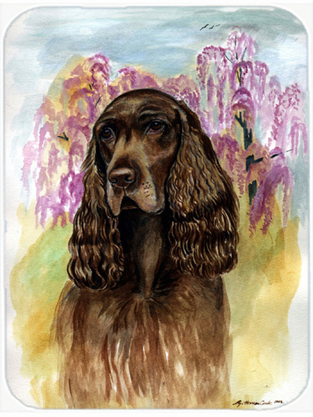 Picture of Carolines Treasures 7033LCB Field Spaniel Glass Cutting Board - Large- 15 x 12 in.