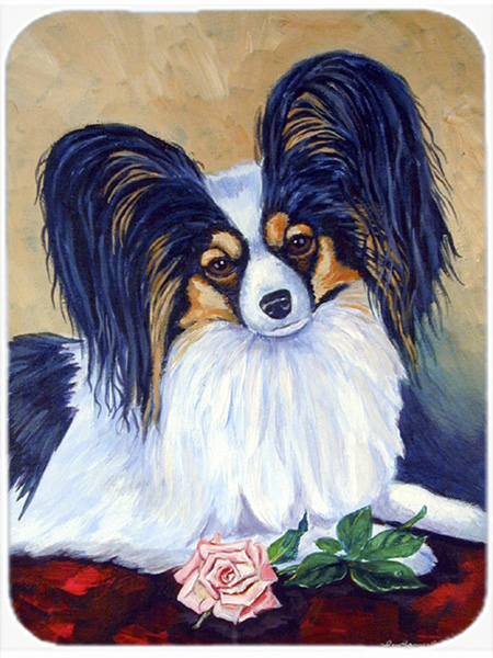 Picture of Carolines Treasures 7037LCB Papillon A Rose for you Glass Cutting Board - Large- 15 x 12 in.