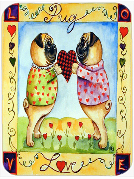Picture of Carolines Treasures 7046LCB Pug LOVE Pug Glass Cutting Board - Large- 15 x 12 in.