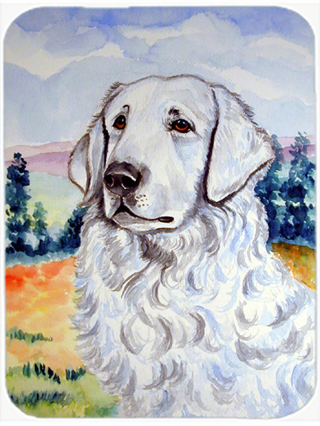 Picture of Carolines Treasures 7058LCB Kuvasz Glass Cutting Board - Large- 15 x 12 in.