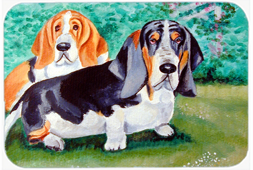 Picture of Carolines Treasures 7061LCB Basset Hound Double Trouble Glass Cutting Board - Large- 15 x 12 in.
