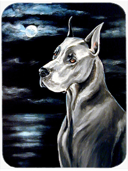Picture of Carolines Treasures 7067LCB Great Dane in the moonlight Glass Cutting Board - Large- 15 x 12 in.
