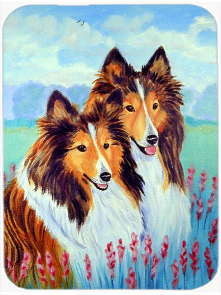 Picture of Carolines Treasures 7086LCB Two Sable Shelties Glass Cutting Board - Large- 15 x 12 in.