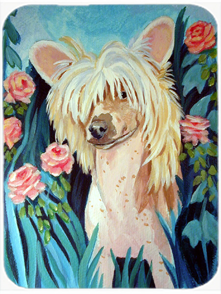 Picture of Carolines Treasures 7087LCB Chinese Crested Glass Cutting Board - Large- 15 x 12 in.