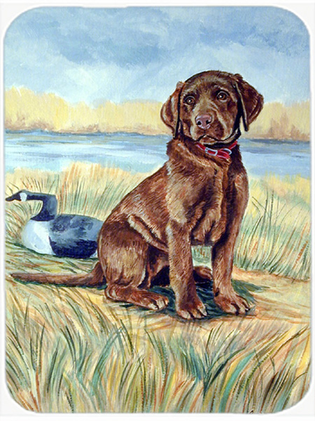 Picture of Carolines Treasures 7090LCB Chocolate Labrador Puppy Glass Cutting Board - Large- 15 x 12 in.