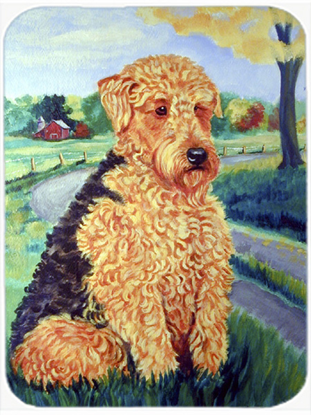 Picture of Carolines Treasures 7096LCB AiredaleTerrier Glass Cutting Board - Large- 15 x 12 in.