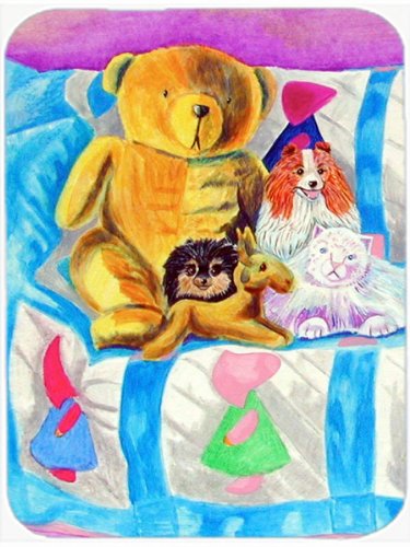 Picture of Carolines Treasures 7102LCB Party Poms on the couch Pomeranian Glass Cutting Board - Large- 15 x 12 in.
