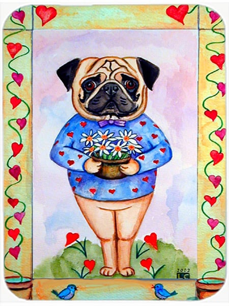 Picture of Carolines Treasures 7132LCB Pug Valentines Hearts Glass Cutting Board - Large- 15 x 12 in.