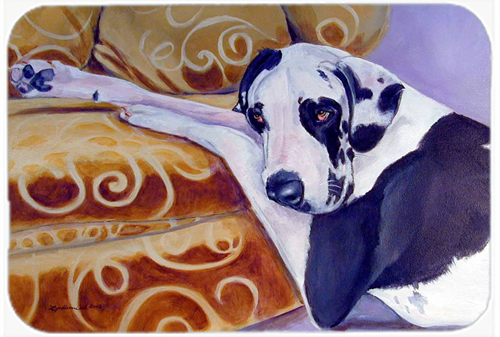 Picture of Carolines Treasures 7162LCB Harlequin Natural Great Dane Glass Cutting Board - Large- 15 x 12 in.