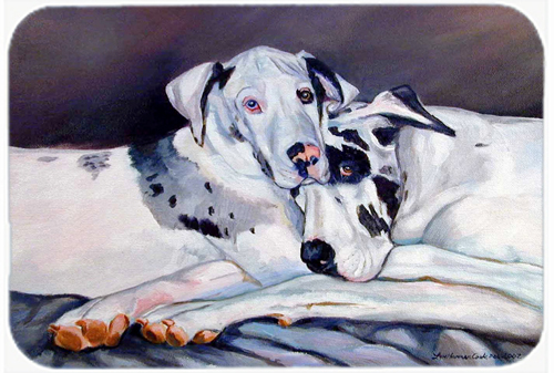 Picture of Carolines Treasures 7163LCB Harlequin Natural Great Danes Glass Cutting Board - Large- 15 x 12 in.