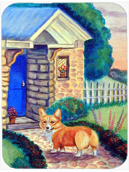 Picture of Carolines Treasures 7169LCB Pembroke Corgi at the Cottage Glass Cutting Board - Large- 15 x 12 in.