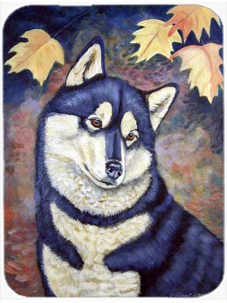 Picture of Carolines Treasures 7173LCB Fall Leaves Siberian Husky Glass Cutting Board - Large- 15 x 12 in.