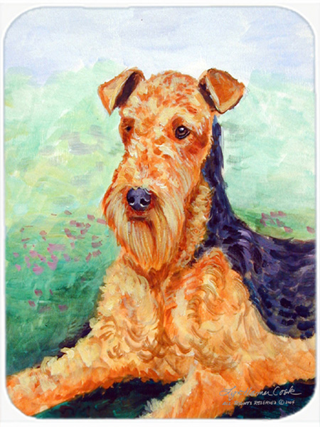 Picture of Carolines Treasures 7239LCB Airedale Glass Cutting Board - Large- 15 x 12 in.