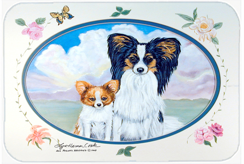 Picture of Carolines Treasures 7243LCB Papillon Glass Cutting Board - Large- 15 x 12 in.