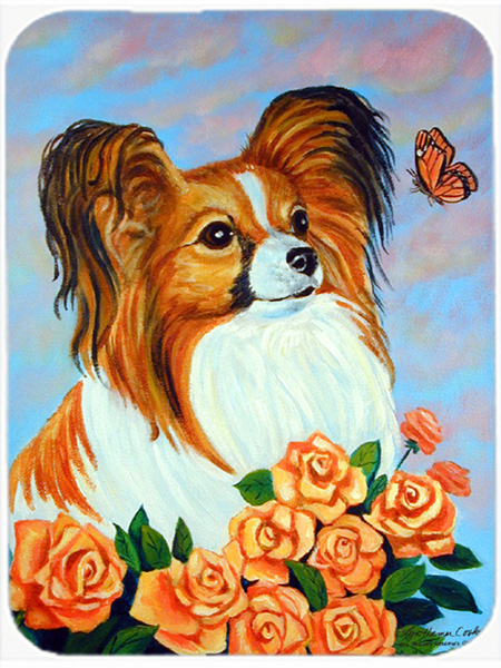 Picture of Carolines Treasures 7246LCB Papillon Glass Cutting Board - Large- 15 x 12 in.