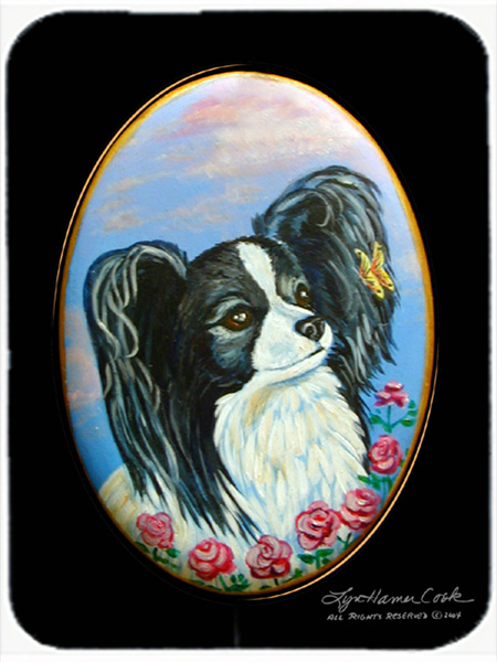 Picture of Carolines Treasures 7247LCB Papillon Glass Cutting Board - Large- 15 x 12 in.