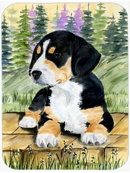 Entlebucher Mountain Dog Glass Cutting Board - Large- 15 x 12 in.