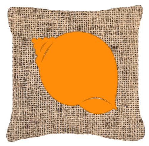 Shell Burlap and Orange Indoor & Outdoor Decorative Fabric Pillow - 18 x 18 in.