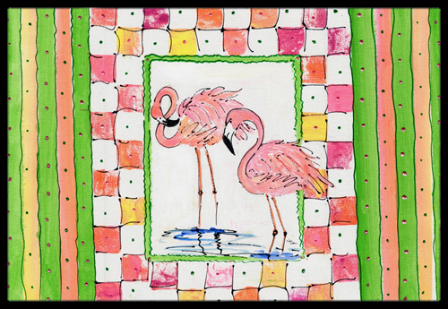 8077JMAT 24 x 36 in. Bird - Flamingo Indoor Or Outdoor Doormat