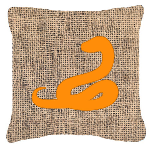 Snake Burlap and Orange Indoor & Outdoor Decorative Fabric Pillow