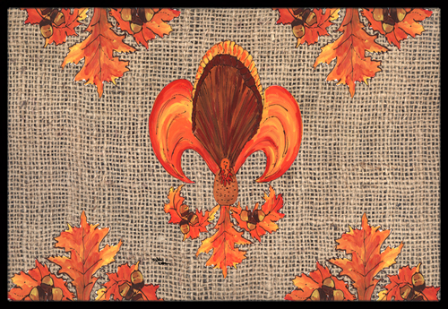 Thanksgiving Turkey Fleur De Lis Indoor Or Outdoor Doormat
