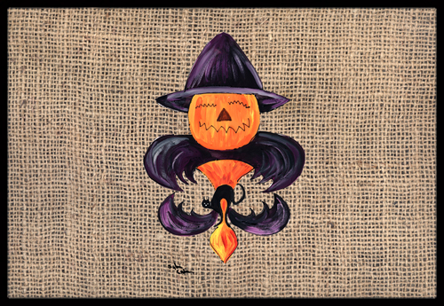Picture of Carolines Treasures 8748JMAT 24 x 36 in. Halloween Pumpkin Bat Fleur De Lis Indoor Or Outdoor Doormat