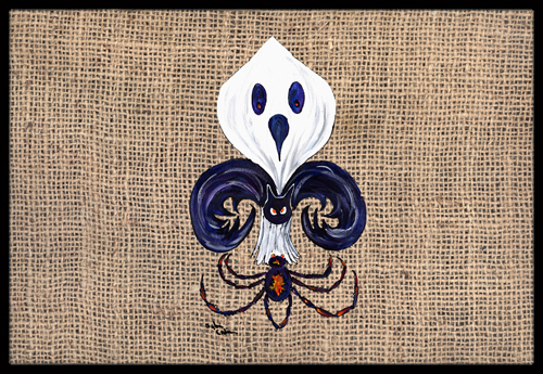 Halloween Ghost Spider Bat Fleur De Lis Indoor Or Outdoor Doormat