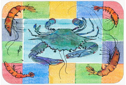 Picture of Carolines Treasures 8040LCB Crab Glass Cutting Board - Large