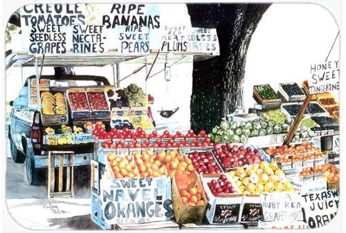 Picture of Carolines Treasures 8054LCB Fruit Stand Glass Cutting Board - Large