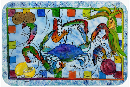 Picture of Carolines Treasures 8066LCB Crab Glass Cutting Board - Large